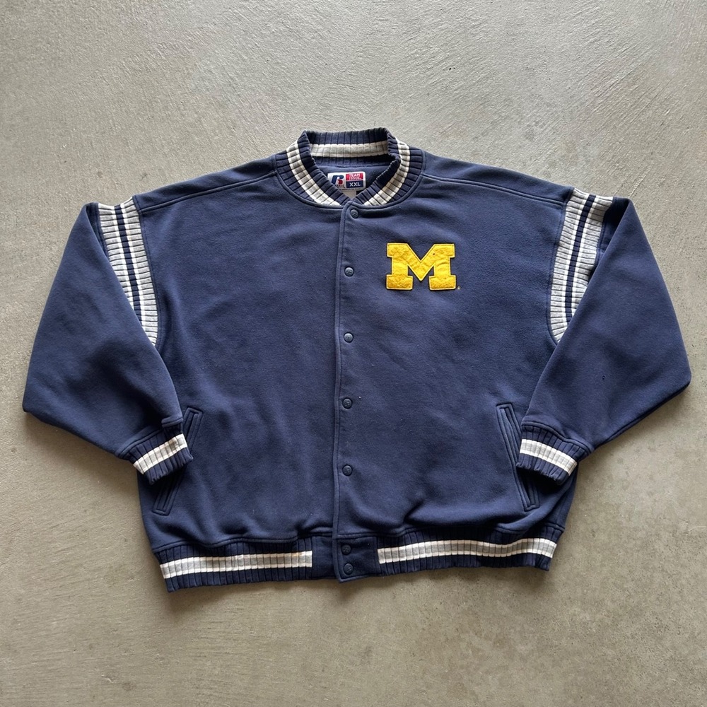 Vintage Russell Athletic Michigan Wolverines Varsity Jacket Size XXL Blue NCAA